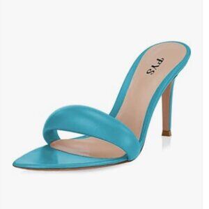 FYS Darkturquoise Strappy Pointed Open Toe Single Band High Heel Mules